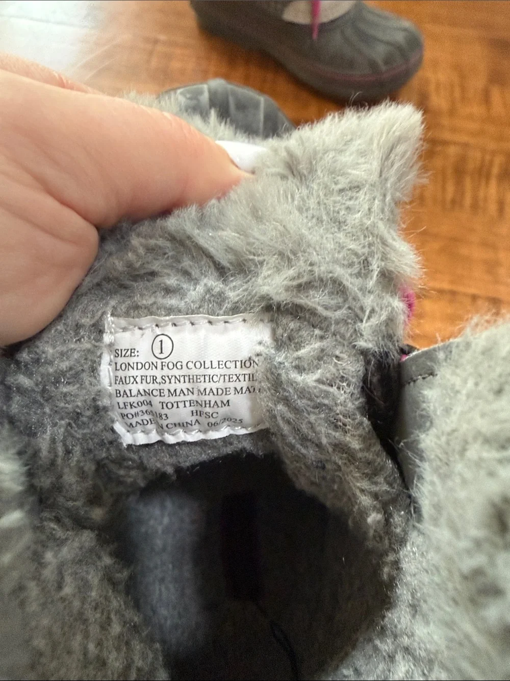London Fog Girls Gray and Pink Faux-Fur Snow Boots